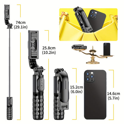 Portable Selfie Stick Tripod With Wireless Remote, 3 In 1 Extendable Selfie Stick