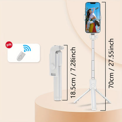 Mobile Phone Selfie Stick with Three-legged Stand, Mobile Phone Wireless Remote Control Extendable Selfie Stick 360° Rotation, Suitable for Live Broadcast, Video, Photography, Integrated Smartphone Tripod Essential for Travel