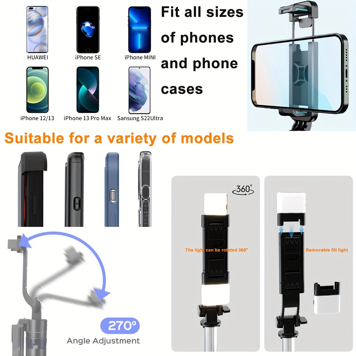 [66" Portable Phone Tripod Stand] 66" Phone Tripod, Tripod For IPhone & Portable Selfie Stick Tripod With Remote