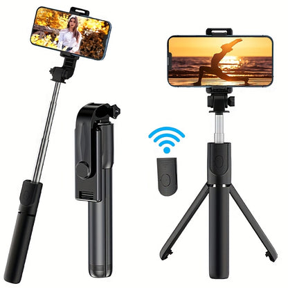 Mobile Phone Selfie Stick with Three-legged Stand, Mobile Phone Wireless Remote Control Extendable Selfie Stick 360° Rotation, Suitable for Live Broadcast, Video, Photography, Integrated Smartphone Tripod Essential for Travel