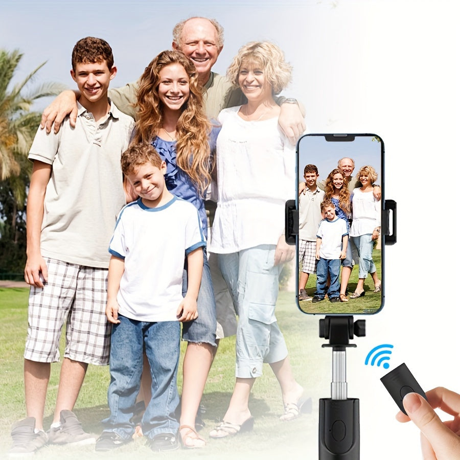 Mobile Phone Selfie Stick with Three-legged Stand, Mobile Phone Wireless Remote Control Extendable Selfie Stick 360° Rotation, Suitable for Live Broadcast, Video, Photography, Integrated Smartphone Tripod Essential for Travel