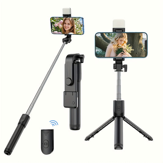 Handheld Mini Selfie Stick, Wireless Remote Control Mobile Live Broadcast Tripod, 360 Degree Rotating Photo Tool