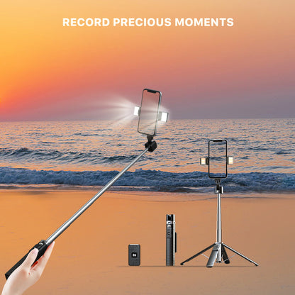 Selfie Stick LED Selfie Light with Stand, 8" LED Selfie Rectangular Light for Makeup / Live Stream, Dimmable LED Light with Tripod, Phone Holder & Wireless Remote Shutter