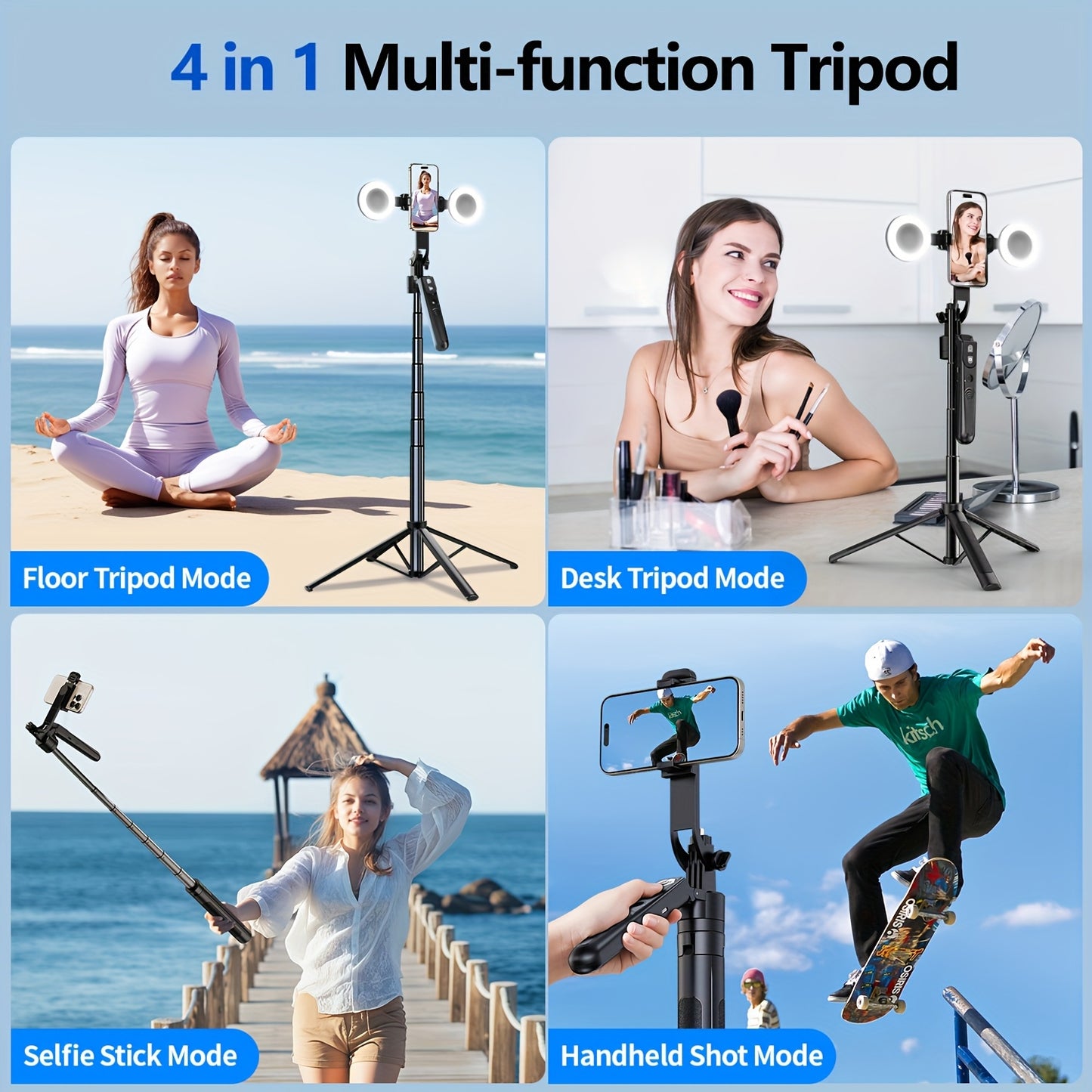 Auto Face Tracking Tripod For Phone, 360 Rotation Travel Selfie Stick Mount, Face Tracking Phone Tripod Holder With Remote And Light