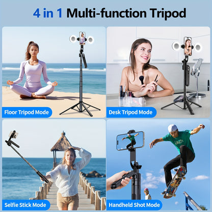 Auto Face Tracking Tripod For Phone, 360 Rotation Travel Selfie Stick Mount, Face Tracking Phone Tripod Holder With Remote And Light