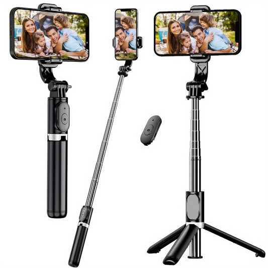 40 Inch Cell Phone Selfie Stick Tripod, Retractable Selfie Stick All-in-One Smartphone Tripod with Wireless Remote 360° Rotation
