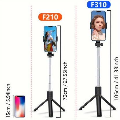 Mobile Phone Selfie Stick with Three-legged Stand, Mobile Phone Wireless Remote Control Extendable Selfie Stick 360° Rotation, Suitable for Live Broadcast, Video, Photography, Integrated Smartphone Tripod Essential for Travel