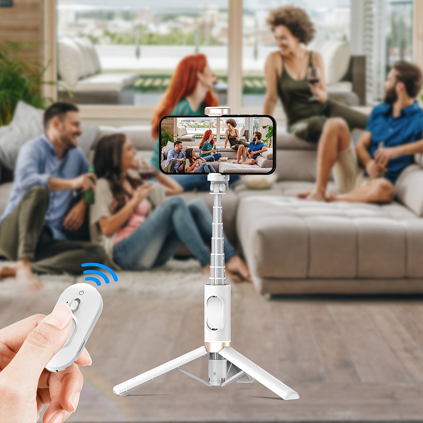 Aluminum Selfie Stick Tripod with 360° Rotation & LED Light for Live Streaming