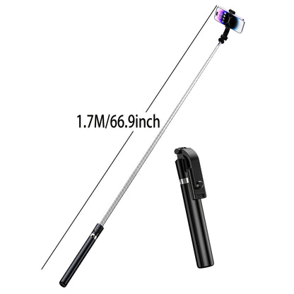 1700mm Extendable Selfie Stick Tripod - Wireless, Foldable & Stable for Smartphone Live Shooting