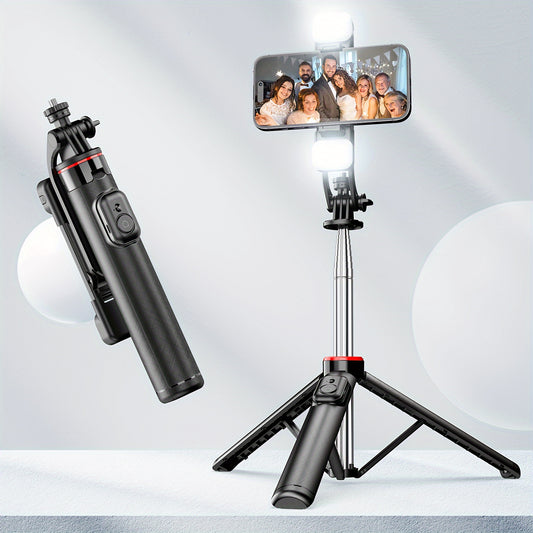 [Wireless Selfie Stick Tripod] Wireless Selfie Stick Tripod with Remote Control - 51.18in/130cm ABS Stainless Steel Telescopic Live Broadcast Stand - Height Adjustable, Portable Travel Photography Accessory, Fill Light - Gifts, Surprises
