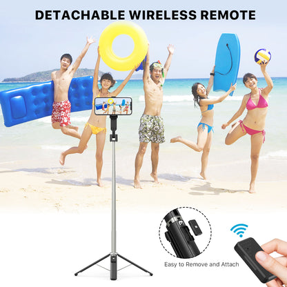 Selfie Stick LED Selfie Light with Stand, 8" LED Selfie Rectangular Light for Makeup / Live Stream, Dimmable LED Light with Tripod, Phone Holder & Wireless Remote Shutter
