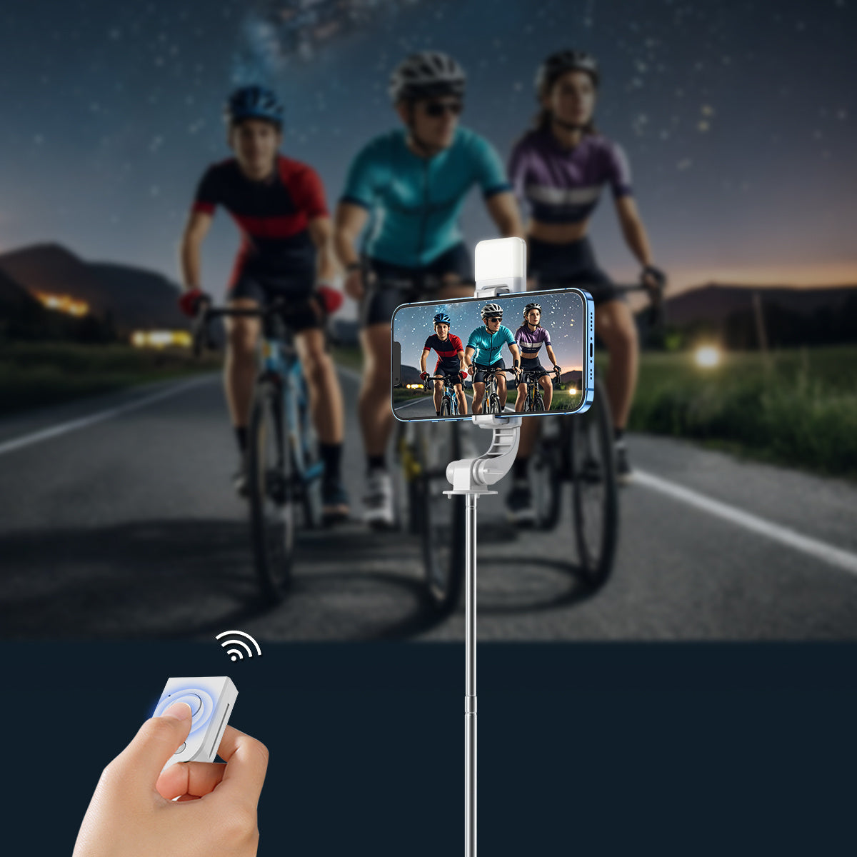 New Model Smartphone Selfie Stick Tripod for Live Streaming And Photography, Featuring a Retractable Design, 360-Degree Automatic Rotation, Portable Multifunctional Remote Control, Full-Body Support, And Beauty Enhancement Lighting.