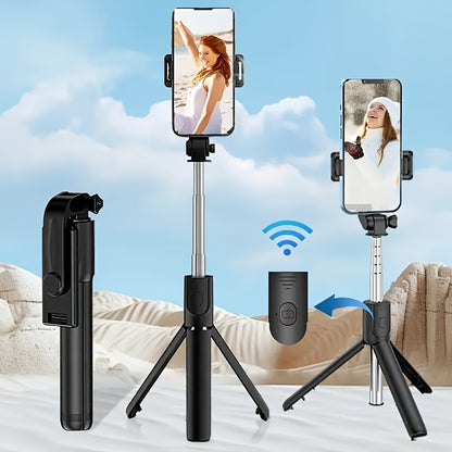 1pc Mini Selfie Stick Tripod with Wireless Remote, 360° Rotatable Smartphone Stand, Expandable, Live Streaming & Photography Compatible, Battery-Powered, Non-Rechargeable Button Battery