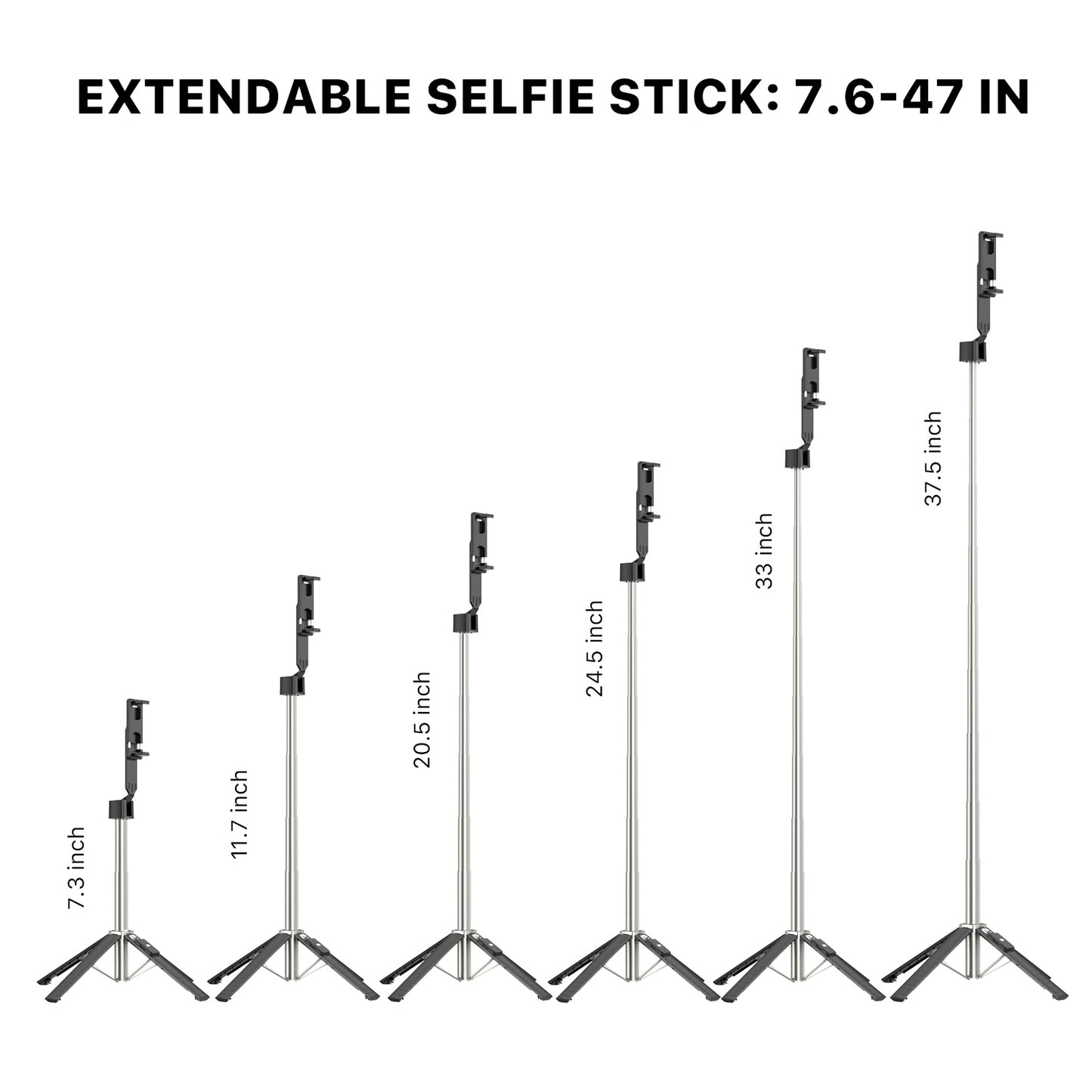 Selfie Stick LED Selfie Light with Stand, 8" LED Selfie Rectangular Light for Makeup / Live Stream, Dimmable LED Light with Tripod, Phone Holder & Wireless Remote Shutter