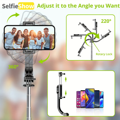 44'' Extendable Selfie Stick Tripod w/ Wireless Remote & 360° Rotation for Android/Samsung