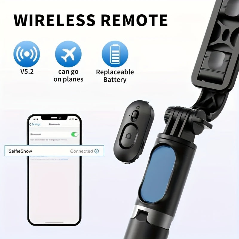 [40 Inch Expandable Selfie Stick Tripod] 40 Inch Smartphone Selfie Stick Tripod, Expandable Selfie Stick Integrated Smartphone Tripod With Wireless Remote Control For 360 Rotation