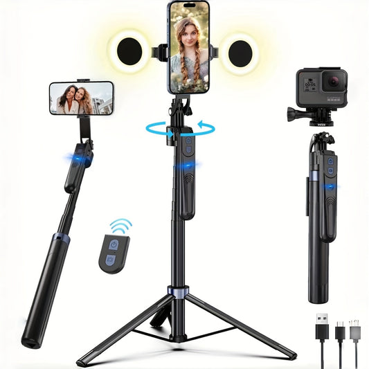 Auto Face Tracking Tripod For Phone, 360 Rotation Travel Selfie Stick Mount, Face Tracking Phone Tripod Holder With Remote And Light