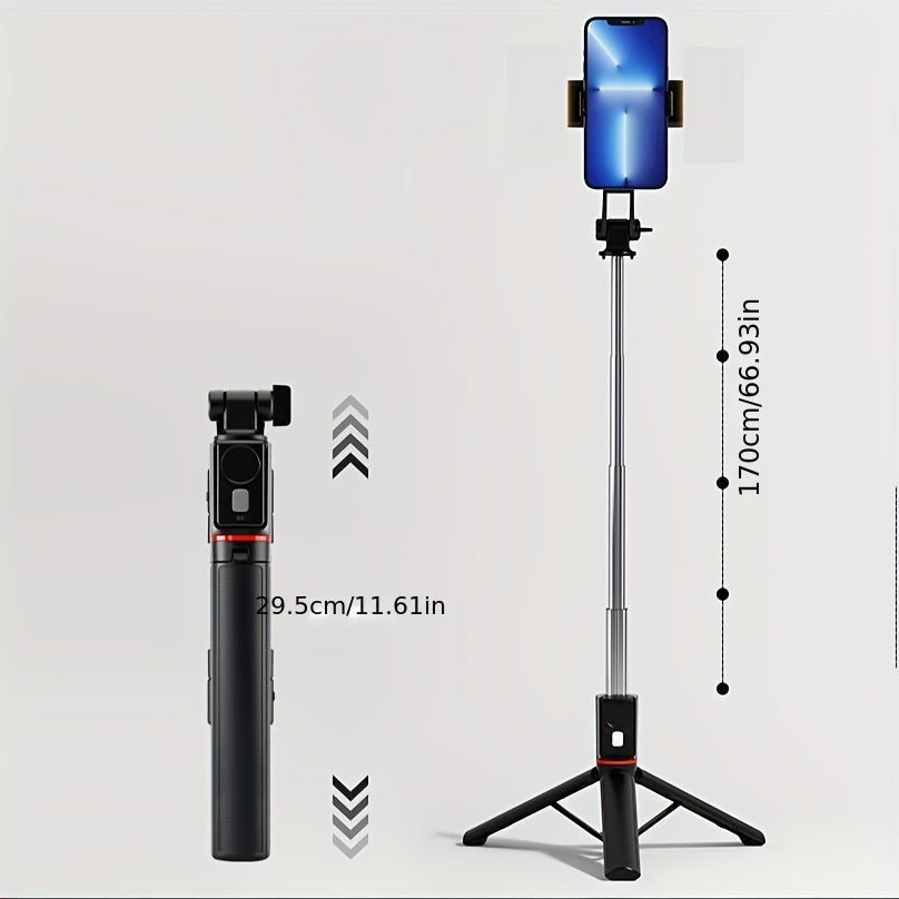 [66" Portable Phone Tripod Stand] 66" Phone Tripod, Tripod For IPhone & Portable Selfie Stick Tripod With Remote