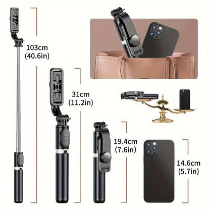 40'' Retractable Selfie Stick Tripod w/ 360° Rotation & Wireless Remote for iPhone/Samsung/Android
