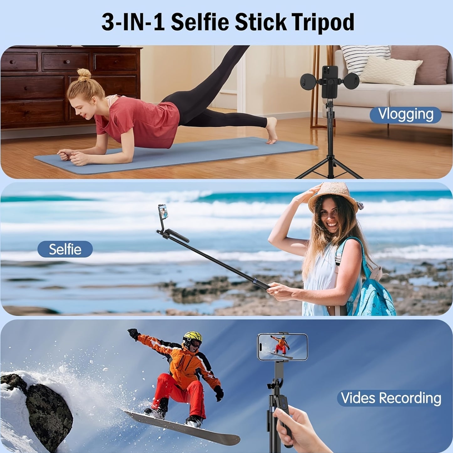Auto Face Tracking Tripod For Phone, 360 Rotation Travel Selfie Stick Mount, Face Tracking Phone Tripod Holder With Remote And Light