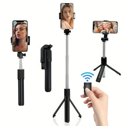 1pc Mini Selfie Stick Tripod with Wireless Remote, 360° Rotatable Smartphone Stand, Expandable, Live Streaming & Photography Compatible, Battery-Powered, Non-Rechargeable Button Battery