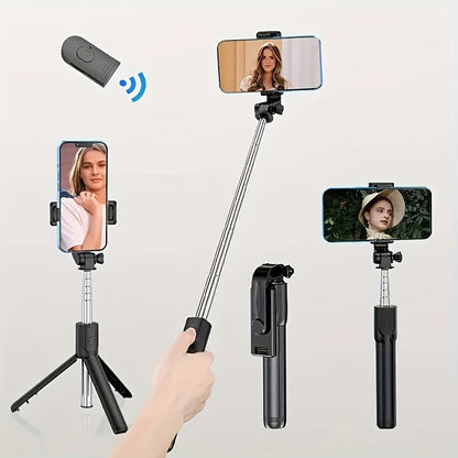1pc Mini Selfie Stick Tripod with Wireless Remote, 360° Rotatable Smartphone Stand, Expandable, Live Streaming & Photography Compatible, Battery-Powered, Non-Rechargeable Button Battery
