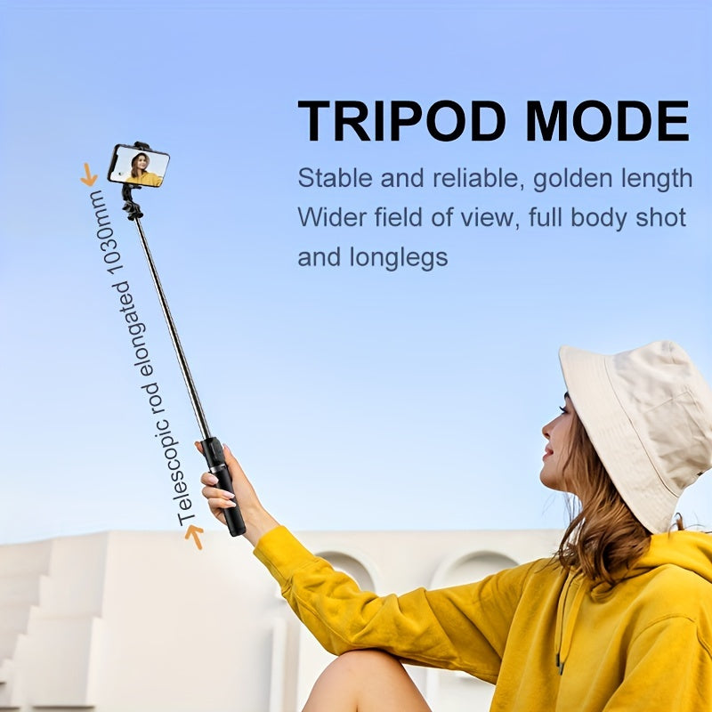 [40 Inch Expandable Selfie Stick Tripod] 40 Inch Smartphone Selfie Stick Tripod, Expandable Selfie Stick Integrated Smartphone Tripod With Wireless Remote Control For 360 Rotation