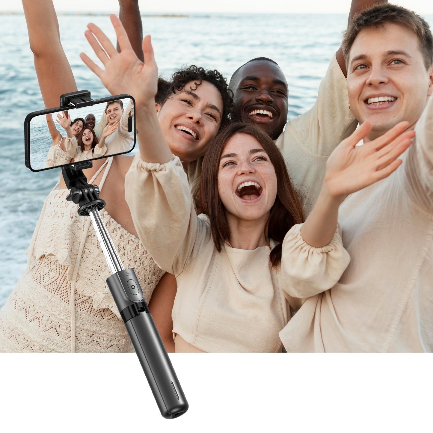 Portable Selfie Stick Tripod, 4in 1 Extendable Phone Tripod Stand with Detachable Wireless Remote & Phone Holder 360° Rotating Mini Travel Tripod