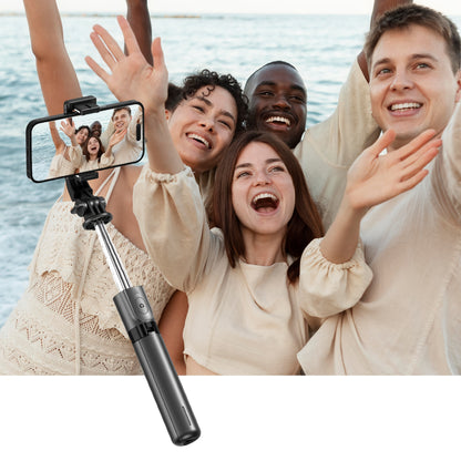 Portable Selfie Stick Tripod, 4in 1 Extendable Phone Tripod Stand with Detachable Wireless Remote & Phone Holder 360° Rotating Mini Travel Tripod