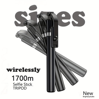 1700mm Extendable Selfie Stick Tripod - Wireless, Foldable & Stable for Smartphone Live Shooting