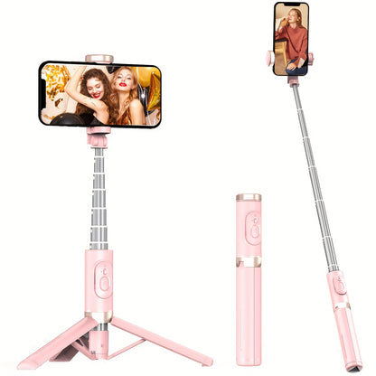 Aluminum Selfie Stick Tripod with 360° Rotation & LED Light for Live Streaming