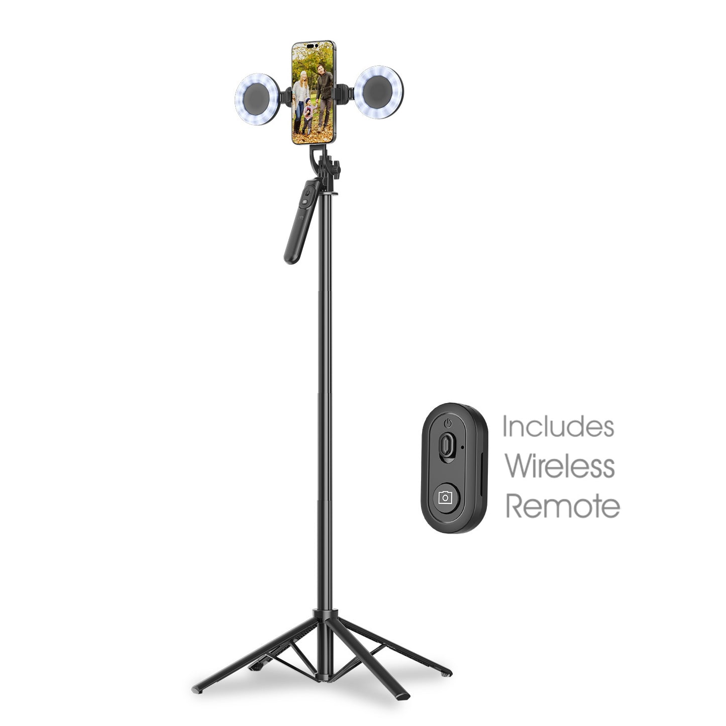 Selfie Stick LED Selfie Light with Stand, 8" LED Selfie Rectangular Light for Makeup / Live Stream, Dimmable LED Light with Tripod, Phone Holder & Wireless Remote Shutter