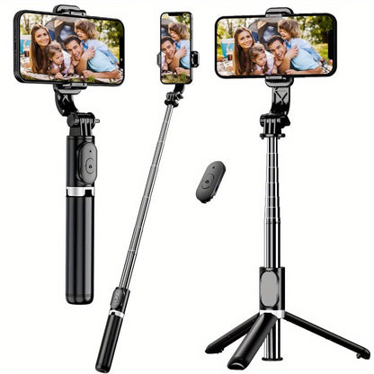 40 Inch Cell Phone Selfie Stick Tripod, Retractable Selfie Stick All-in-One Smartphone Tripod with Wireless Remote 360° Rotation