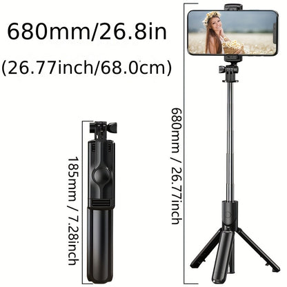 1pc Wireless Remote Control Selfie Stick Mobile Phone Holder Tripod, Retractable Integrated Multi-Size Length, Smartphone Tripod with Wireless Remote Control, Can Rotate 360°, Essential for Traveling and Taking Pictures