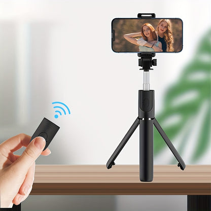 1pc Mini Selfie Stick Tripod with Wireless Remote, 360° Rotatable Smartphone Stand, Expandable, Live Streaming & Photography Compatible, Battery-Powered, Non-Rechargeable Button Battery