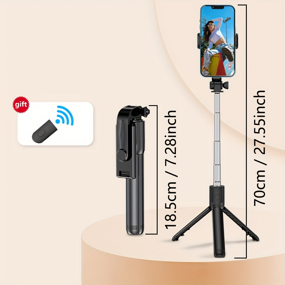 Mobile Phone Selfie Stick with Three-legged Stand, Mobile Phone Wireless Remote Control Extendable Selfie Stick 360° Rotation, Suitable for Live Broadcast, Video, Photography, Integrated Smartphone Tripod Essential for Travel